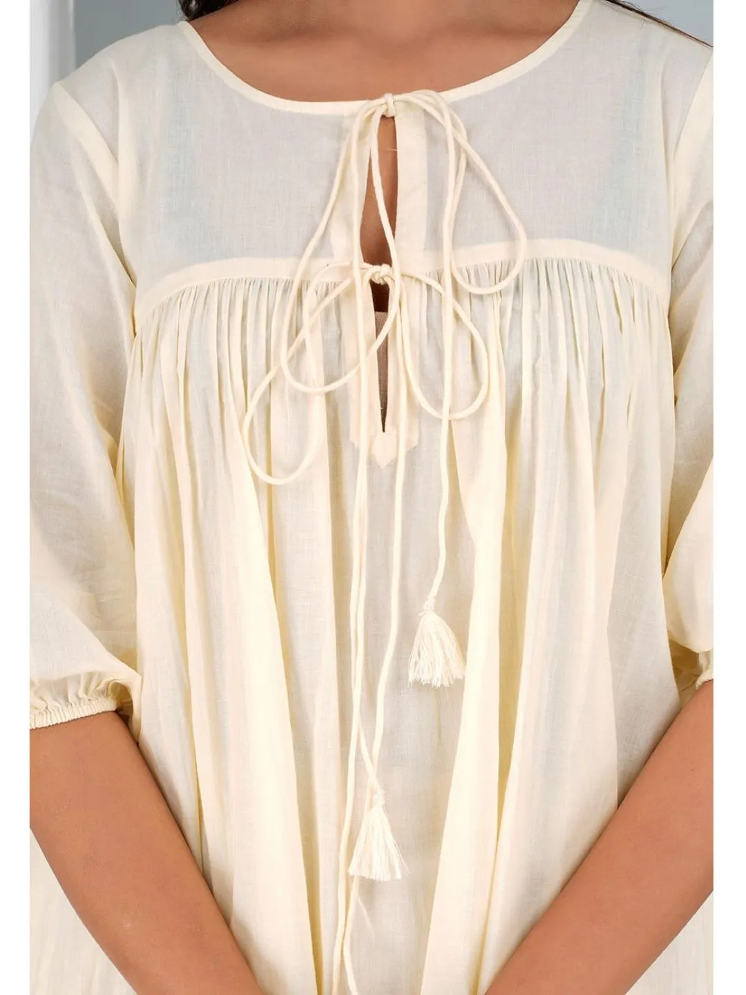 Banana Yellow Cotton Mini Tier Dress