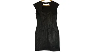 Black Textured Cap Sleeve Dress, M