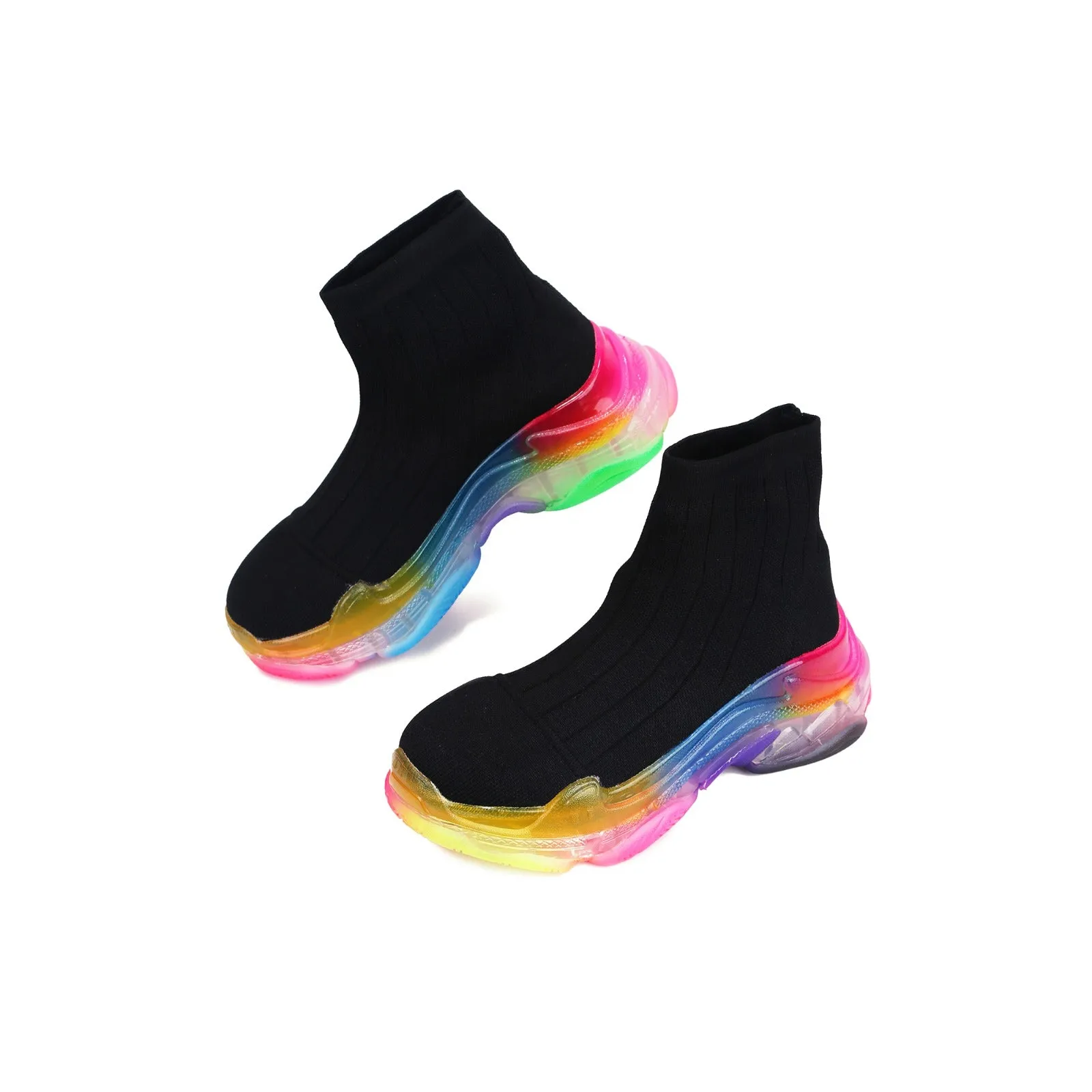 Cape Robbin Raisin Black Multi Easy Slip On High Top upper Sock Like Sneakers