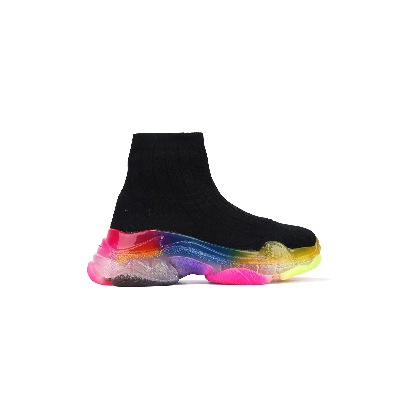 Cape Robbin Raisin Black Multi Easy Slip On High Top upper Sock Like Sneakers