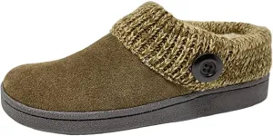 Clarks knitted Collar Winter Clog Slippers SAGE (10, SAGE)