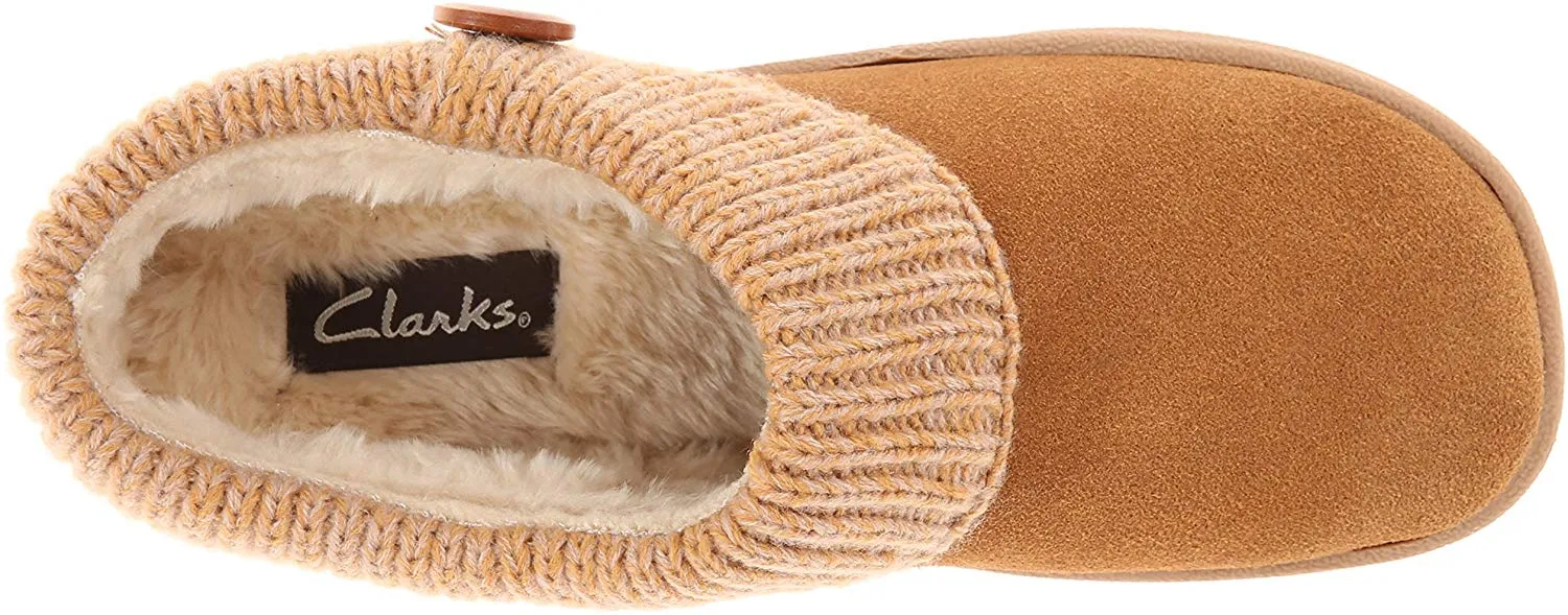 Clarks Women's Knit Scuff Leather Slipper Mules Sweater Cuff Clog (11, Cinnamon)
