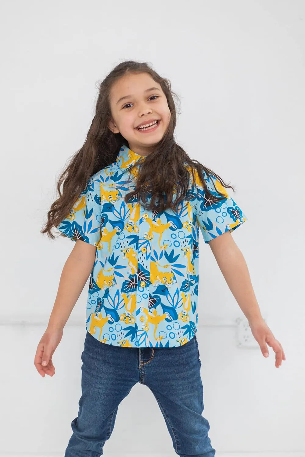 Disney Lilo & Stitch Mickey Mouse Lion King Simba Hawaiian Button Down Shirt Toddler to Big Kid