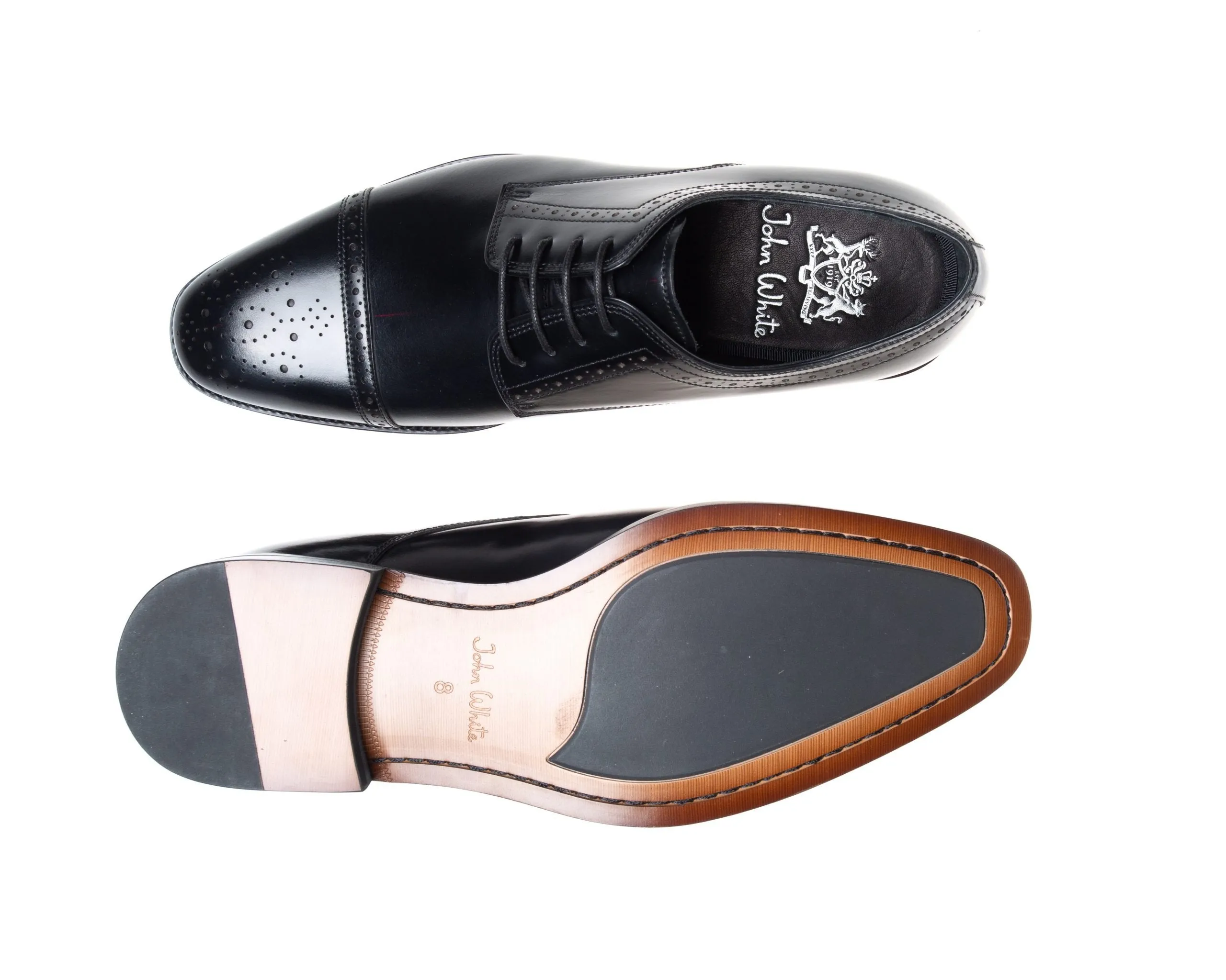 John White Lucan Semi Brogue Shoe Black
