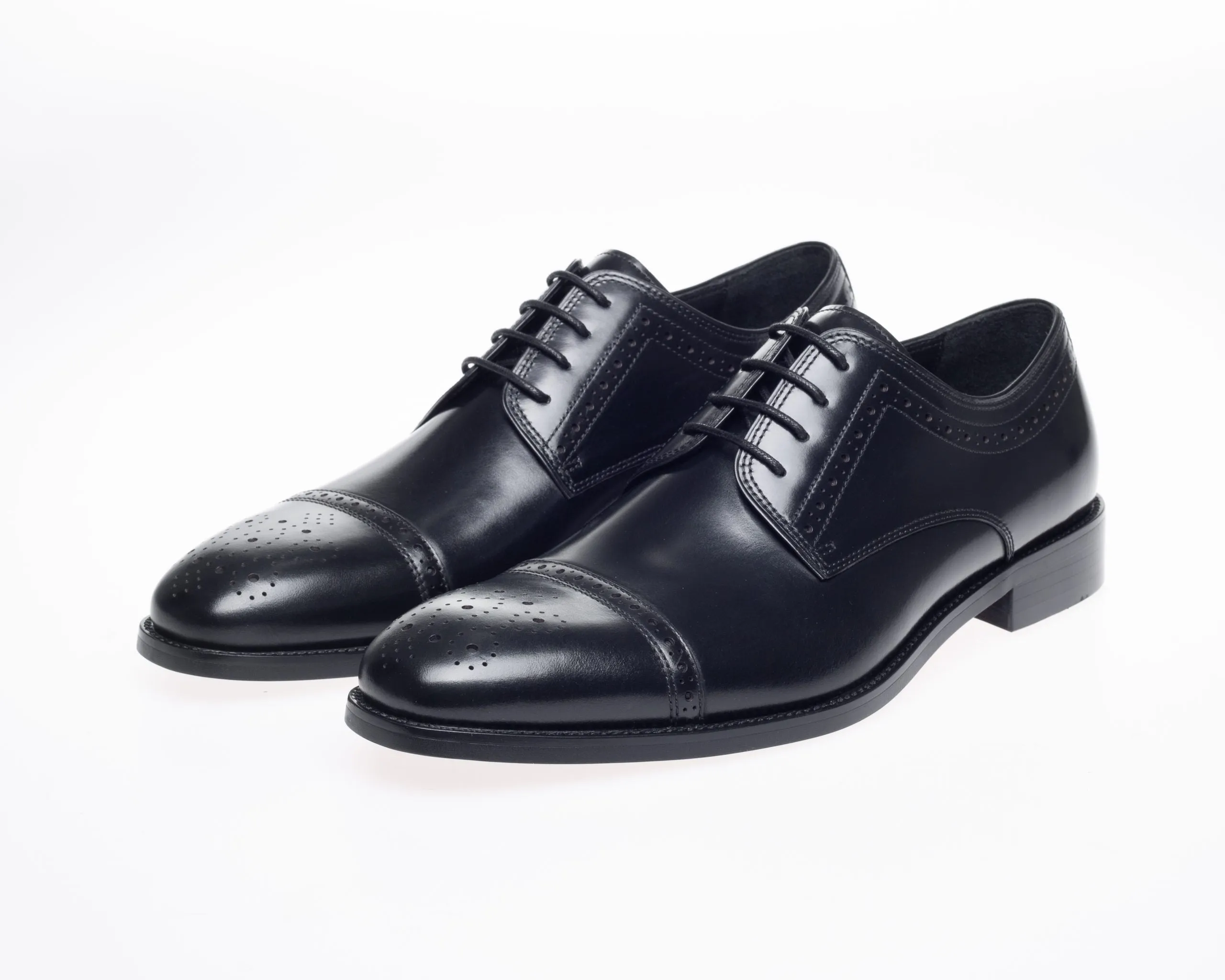 John White Lucan Semi Brogue Shoe Black
