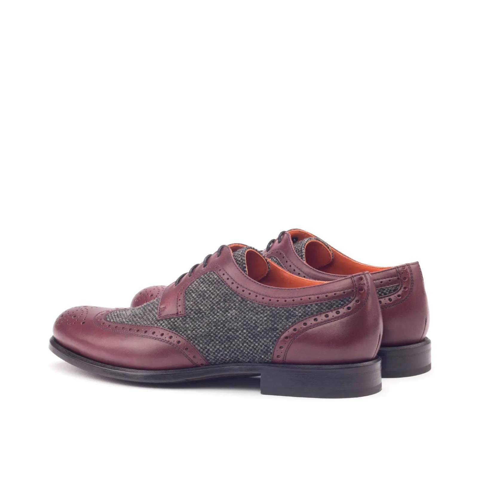 Ladies' Derby Wingtip-Painted Calf, Sartorial, Burgundy, Grey-Wholesale