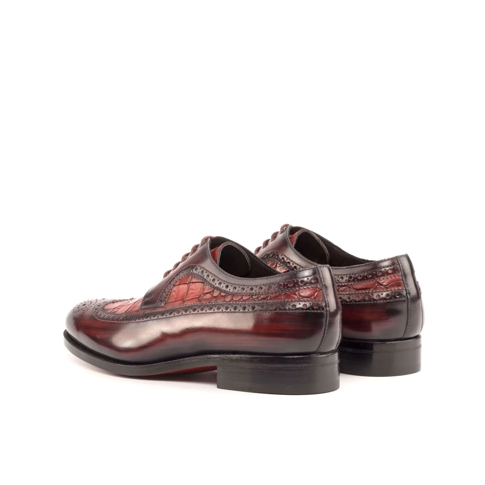 Longwing Blucher-Painted Croco, Patina, Red, Burgundy-Wholesale