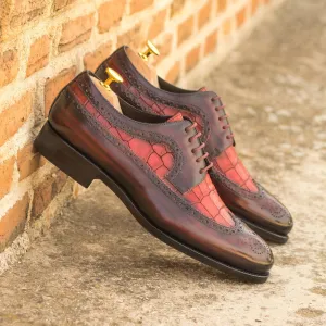 Longwing Blucher-Painted Croco, Patina, Red, Burgundy-Wholesale