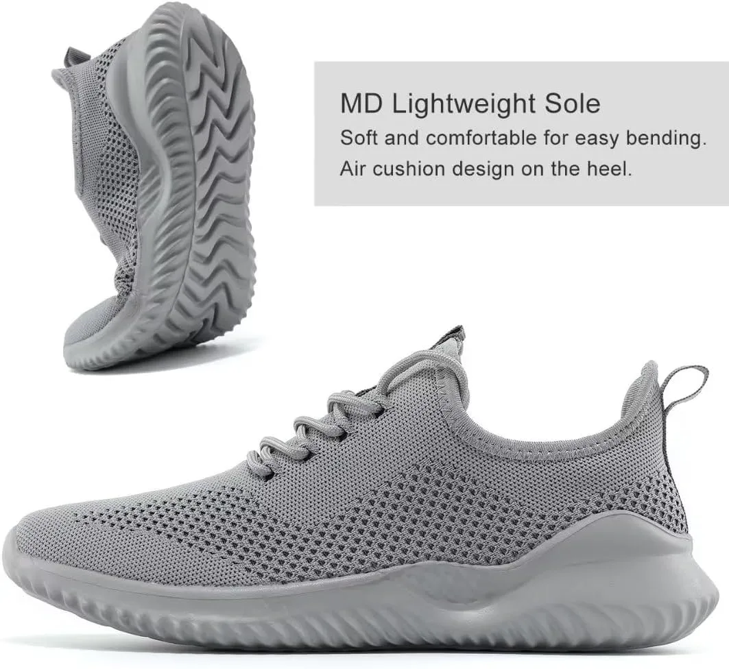 Mens Running Shoes Slip-on Walking Tennis Sneakers Lightweight Breathable Casual Soft Sole Work Gym Trainers