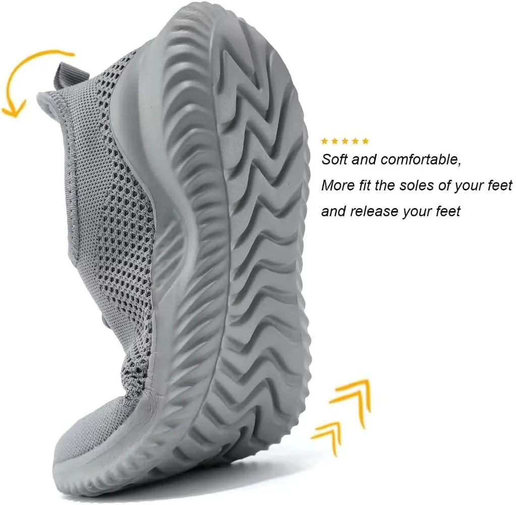 Mens Running Shoes Slip-on Walking Tennis Sneakers Lightweight Breathable Casual Soft Sole Work Gym Trainers
