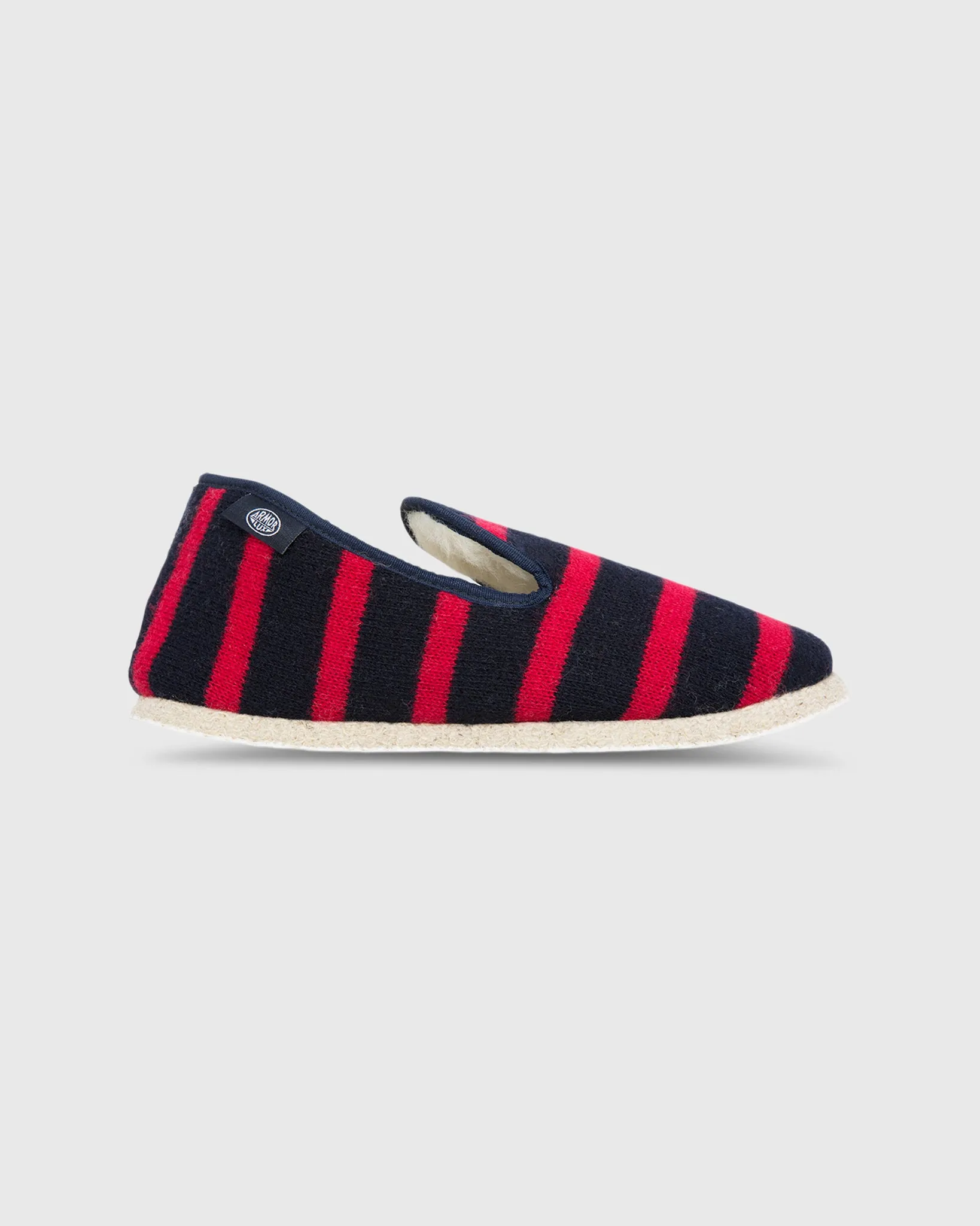 Men's Striped Wool Slippers in Navy/Red
