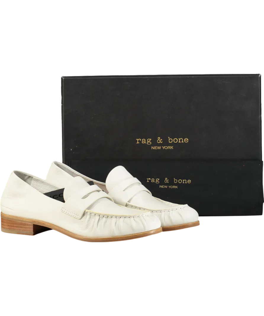 Rag & Bone White Sid Leather Loafers UK 7 EU 40 👠